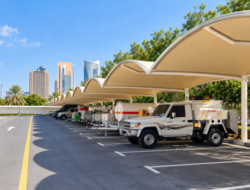 wave design car parking shade